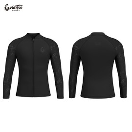 GoldFin Mens Wetsuit Top, 3mm Wetsuits Men Neoprene Jacket Long Sleeve Wet Suits for Water Sports Diving Surfing Kayaking Swimming