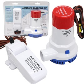 HUIXHAO Bilge Pump 12 V 1500 GPH Boat Bilge Water Pump, Electric Marine Bilge Pump with Automatic Boat Pump Float Switch