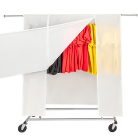 Kegoupdys Cover Clothes Rack, Protective Cover for Clothes Rack, Cover for Clothes Rack to Protect Your Clothes from Dust, Moisture, 2-Way Zip, Semi-Transparent, 135 x 55 x 150 cm