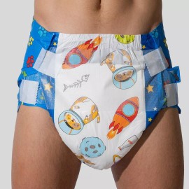 Bambino Adult Diaper / All Over Print / 2 PC /  Plastic / Size XL  40"-58" / ABDL