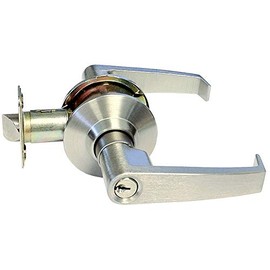 eBuilderDirect Satin Nickel Handicap Friendly Entry Entrance Exterior Lock Door Lever Handle Keyed Alike 8101DC (2 Pack)