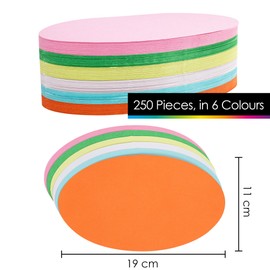OfficeTree 250 x Flash Cards Oval 19 x 11 cm - 6 Colours - 150gsm - Moderation Cards Indispensable for Presentation and Moderation - Revision Cards - Index Cards - Record Cards