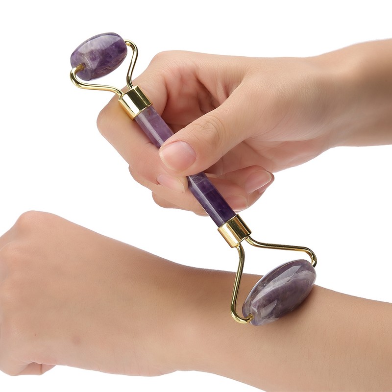 Natural Jade Roller Massage Amethyst Facial Massage Anti Wrinkle Anti
