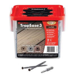 FastenMaster TrapEase 3 Deck Screws for Composite, PVC and Capstock Decking - Box of 350 - Trex Transcend Lava Rock - 2-1/2"