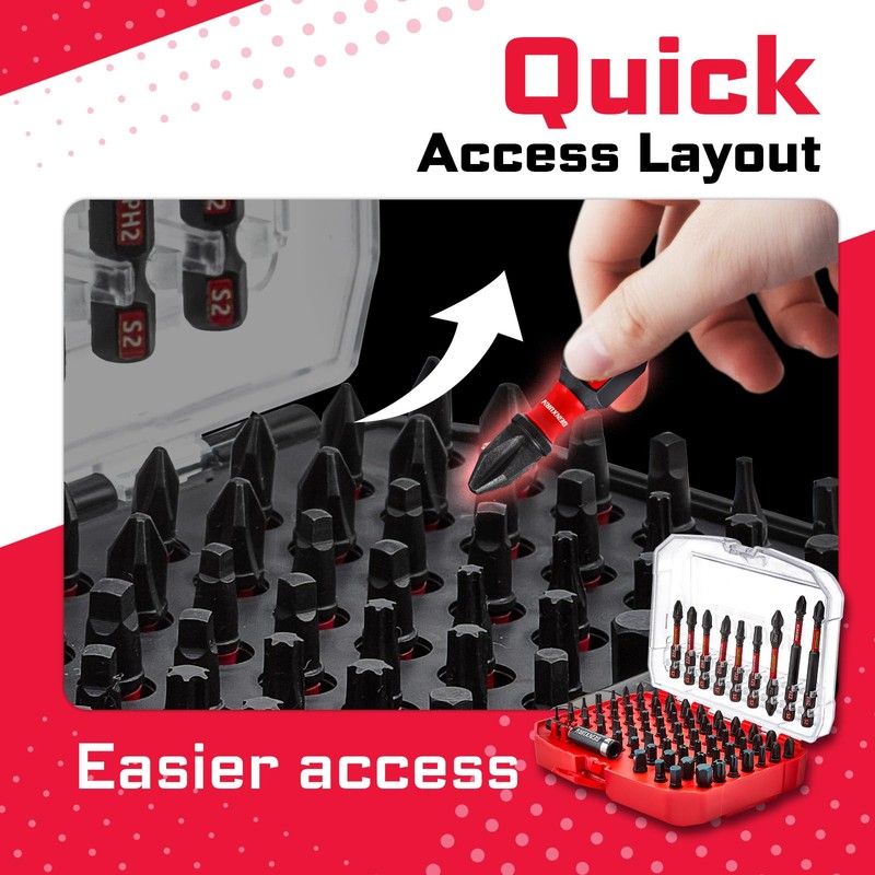 Geinxurn Impact Screwdriver Bits Set, 83Pieces Magnetic Muliti S2 Steel