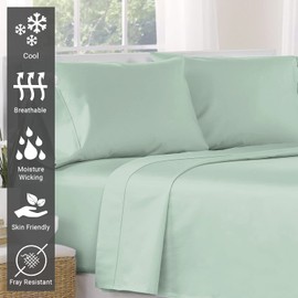 Pizuna Cotton Full Size Flat Sheet Sea Foam 1 PC, 400 Thread Count 100% Long Staple Combed Cotton Sateen Weave Soft Flat Bed Sheets Full Size (Sea Foam Full Flat Sheet Only)