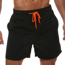 ZWRJDOMUM Mens Swim Trunks Quick Dry Beach Shorts Mesh Lining Board Shorts Swimwear Bathing Suits with Pockets (US XL（Fits Waist 36.5"-38",Tag XXXL), B-Black