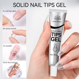 Born Pretty Solid Nail Tips Gel,30ml Soft Gel Nail Tips Glue, Nail Gel for Press On Nails, Super Strong Cured Needed Acrylic Nail Gel, Nails Tip U V Nail Extension Gel Nail Charm Glue
