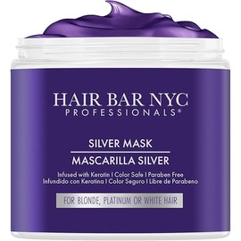 Hair Bar NYC Silver Mask, 16.9oz / 500ml - Triple Power Toning Purple Hair Mask for Blonde, Silver & Platinum Hair - Infused with Keratin & Biotin