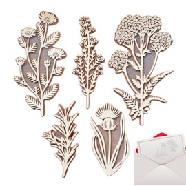 Wood Floral Stamps - Decorative Vintage Flower Wood Stamps,Exquisite Flower and Plant Stamps Set, for Walls, Cardboard, Fabric