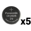 Panasonic 5 FIVE PANASONIC CR2025 BULK CR 2025 3V LITHIUM