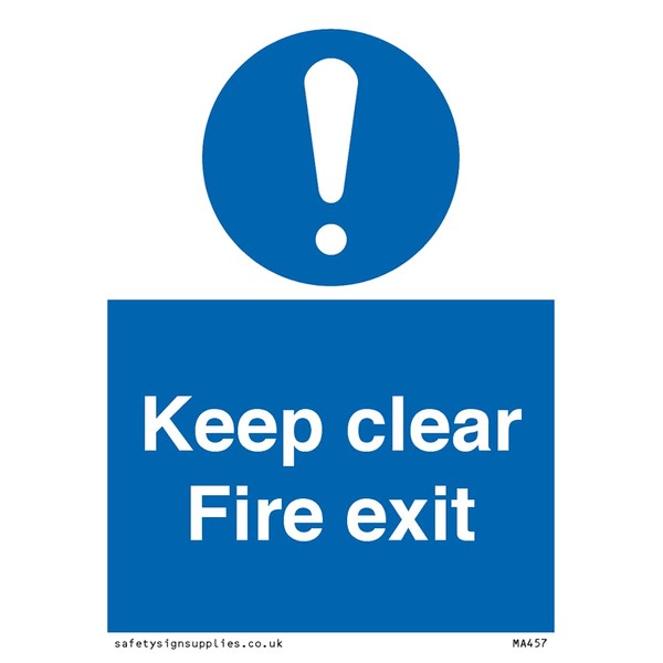 Pack of 5 - Keep Clear Fire Exit Sign -