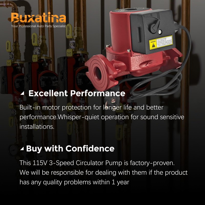 Buxatina 115V 17GPM Three-Speed Circulator Pump Replacement for Grundfos UPS15-58FC