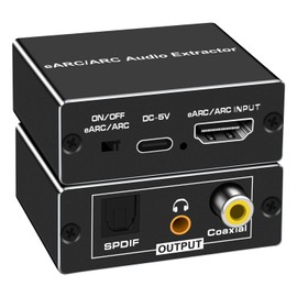 HDMI eARC/ARC Adapter, Audio Extractor, HDMI eARC/ARC Audio Separator, Optical Digital, SPDIF + Coaxial + 3.5 mm Output, Supports 192 KHz, Audio Separation, Compatible with TV, Soundbar, Amplifier, Speaker, Aluminum