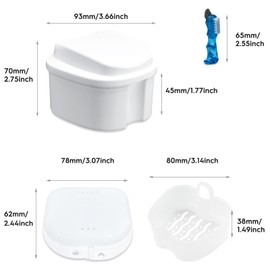 Dental Prothetic Box Set, Orthodontic Retainer Prothetic Teeth Storage Case, Prothetic Cleaning Kit, Prothetic Holder Container, for Travel (2 Case, with Brush)