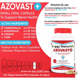 Azovast Plus Kidney Health Supplement for Dogs & Cats, 360ct - NO Refrigeration Required - Help Support Kidney Function & Manage Renal Toxins - Renal Care Supplement Capsule(U.S.A)(360 Caps)