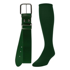 TCK Sports Baseball/Softball Belt & Socks Combo Set (Dark Green, Large)