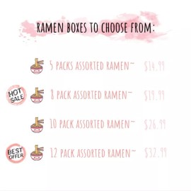 Unbranded Asian Korean Japanese Chinese mystery instant ramen box + Free chopsticks - 10 pack ramen box