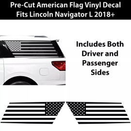 ClearSurface Fits Lincoln Navigator L 2018+ Quarter Window American Flag Decal Sticker - Black