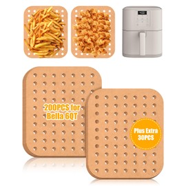 230PCS Air Fryer Paper Liners Perforated for Bella 6Qt Slim Air Fryer(5lb Capacity), Rectangular Airfryer Disposable Parchment Paper Liner, Non-Stick Food-grade Air-Frier Accessories Free of Bleach