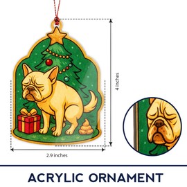 Funny christmas ornaments - Funny gag gifts - Santa ornament - White elephant ornament - raunchy - unique christmas ornaments - Suncatcher Effect stained glass window hanging -car hanging Bulldoggag 1