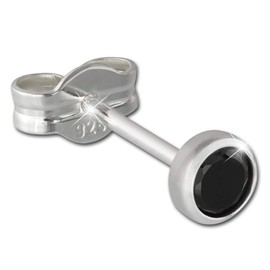 SilberDream Earrings Stud 3 mm 925 Sterling Silver Zirconia Black SDO5533S
