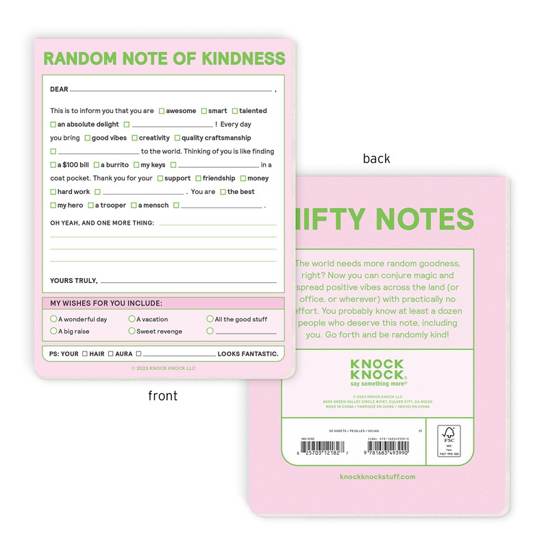 Knock Knock 1-Count Random Note of Kindness Nifty Note Pads,
