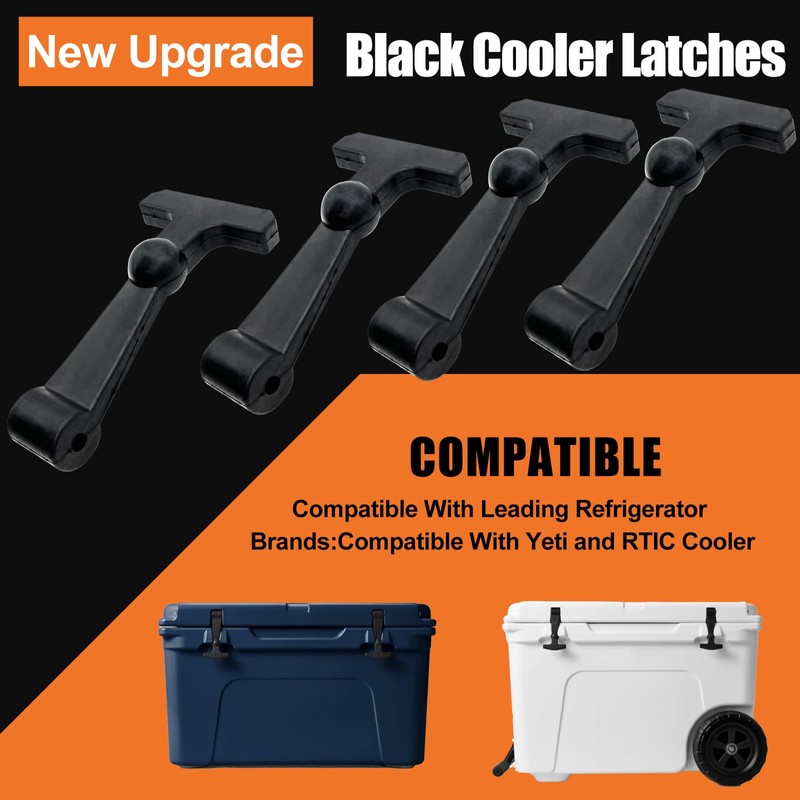 Black Replacement Cooler Latches (4 Pack) - Compatible with Yeti