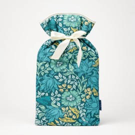 Blue Badge Co 1.5 Litre Hot Water Bottle with Padded Cotton Cover in William Morris Mallow Teal, Rubber Bottle Included