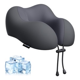 urnexttour Travel Pillow for Airplane Memory Foam Neck Pillow, Soft & Support Travel Pillow with Storage Bag for Travelling, Sleeping Rest, Car, Train and Home Use (Black)