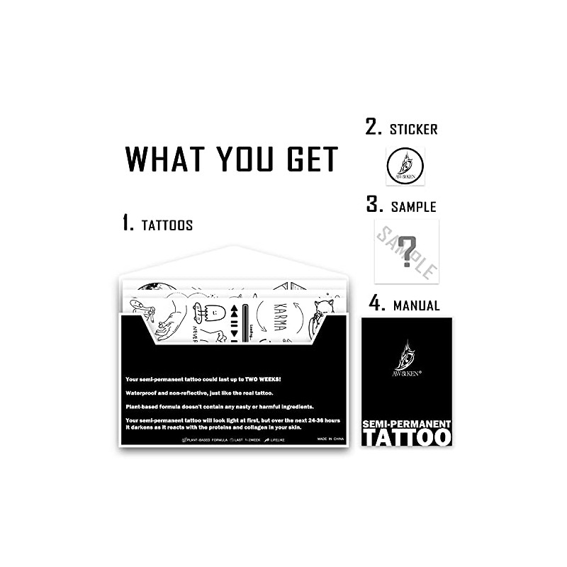 AWAKEN Temporary Fake Juice Tattoos for Men Arm Semi Permanent