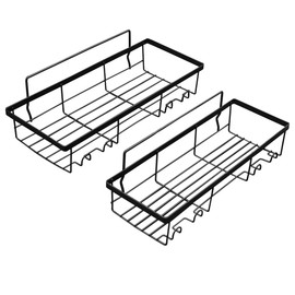 KULED Shower Caddy Shelf, No Drill Black Bathroom Shelves Basket, Rustproof Shower Organizer Rack Self Adhesive for Wall-Mounted Kitchen & Home Decor, Bath Decor&Essentials (Shower Caddy Shelf 2 pack)