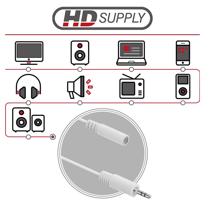 Audio Cable 3.5 mm Male to 3.5 mm Female White