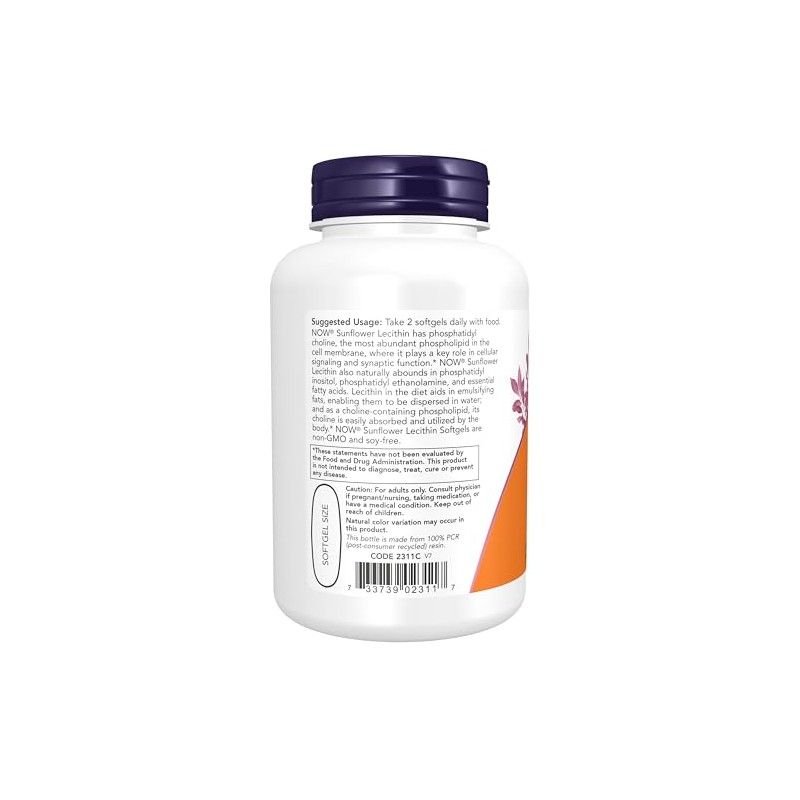 NOW Sunflower Lecithin 1200 mg,100 Softgels