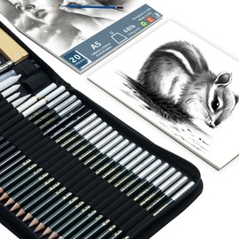 KALOUR 54-Pack Sketch Drawing Pencils Kit with Sketchbook,Include Graphite,Charcoal Pencils and Artists Tools,Pro Art Drawing Supplies for Adults Kids Beginners,ideal for Sketching Shading
