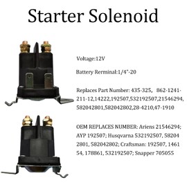 YWNYT 2pcs Starter Solenoid 435-325 for Trombetta 862-1241-211-12, 12V 4 Terminals 532192507 Starter Solenoid Relay Replacement Lawn Tractor