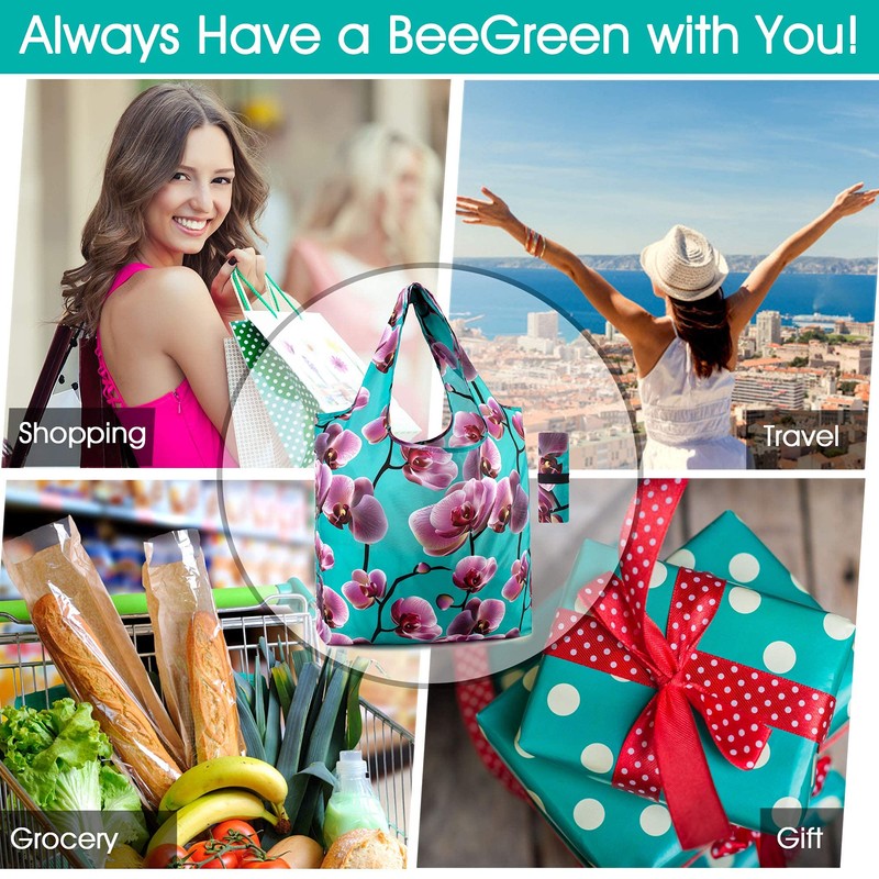 BeeGreen 12 Packs Flower Reusable Grocery Bags Reusable Tote Bags