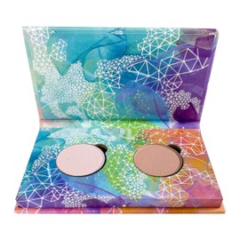 Honeybee Gardens Mini Skinny Duo Eye Shadow Compact in Cameo and Porcelain, Longlasting, Refillable & Customizable, Vegan, 26mm Pans