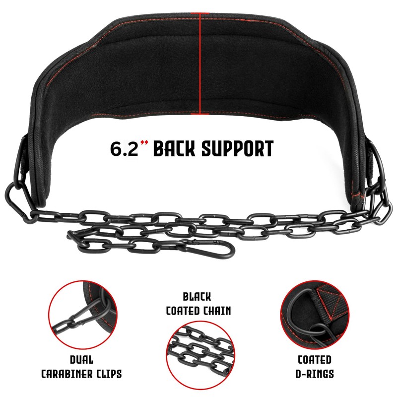 EvoFitness EVO Weightlifting dip belt Neoprene Gym Support Straps GEL
