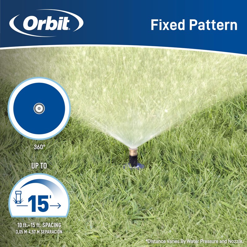 Orbit 53247W Brass Sprinkler Spray Nozzle, 15 Ft. Full Spray