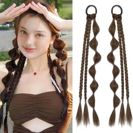 Braided Ponytail Extension Hair Accessories for Women With Hair Tie Braid Ponytail Extension Synthetic Hair Pieces Styling Tools (Light Brown)