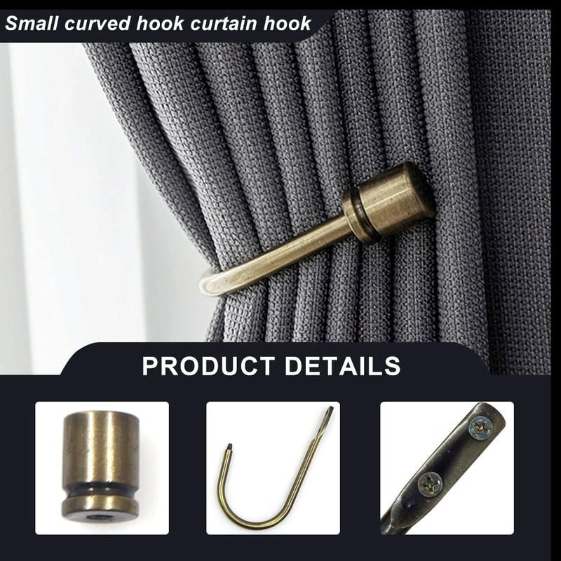 4 Pieces Metal Curtain Tiebacks, U Shaped Drapery Holdbacks, Decorative