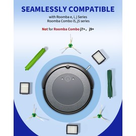 Replacement Parts & Accessories for i-Robot E, I & J Series, Combo i5, j5 Series Robot Vacuum, 2 Dual Multi-Surface Rubber Brushes & 6 HEPA Filter & 6 Edge-Sweeping Brushes