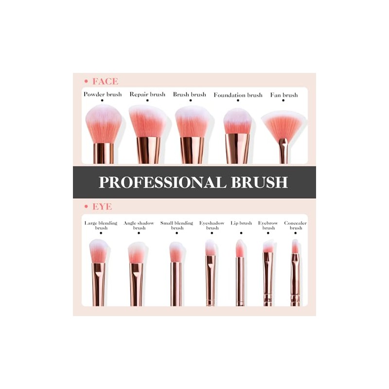 Marble Makeup Brushes Set 12 PCS with 2 Blending Sponges