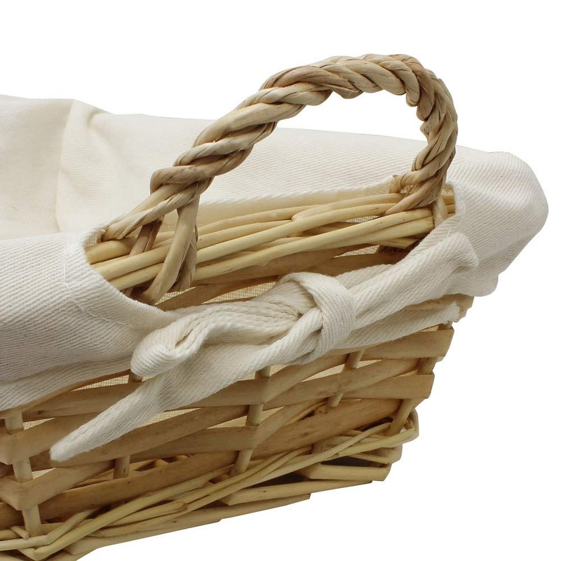 JVL Rectangular willow wicker lined bread basket 28 x 21