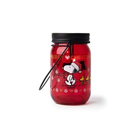 Excelsa Peanuts Christmas Lantern Tealight, Red with Decoration, Size: 7.5 x H.13 cm