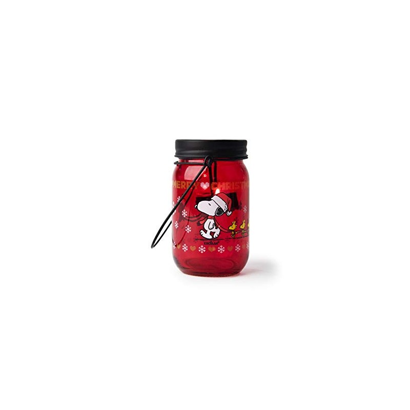 Excelsa Peanuts Christmas Lantern Tealight, Red with Decoration, Size: 7.5