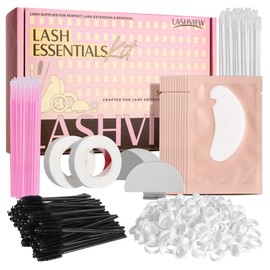 LASHVIEW Lash Supplies Kit Lash Essentials Tools Kit Lash Supplies for Perfect Lash Extension & Removal Include Lash Pads/Eyelash Brush/Lash Tape/Glue Rings/Lash Mirror