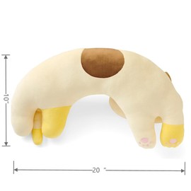 Furvana U-Shaped Cat Plush Pillow, Cute Plushies, 20" - Ultrasoft Cat Stuffed Animal, Birtday Gift (Bicolor)
