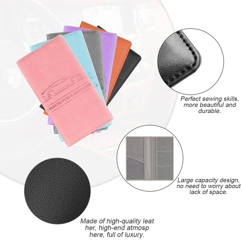 Car Registration and Insurance Card Holder, PU Glove Box Essential